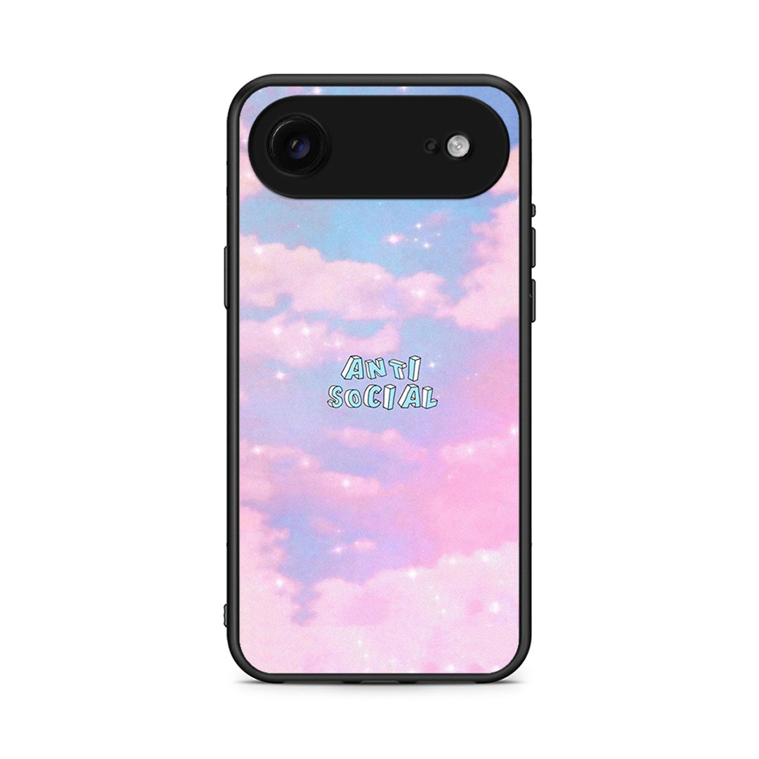 iPhone 17 Air Anti Social Θήκη Αγίου Βαλεντίνου από τη Smartfits με σχέδιο στο πίσω μέρος και μαύρο περίβλημα | Smartphone case with colorful back and black bezels by Smartfits