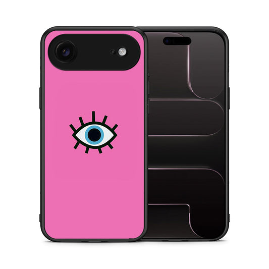 Θήκη iPhone 17 Air Blue Eye Pink από τη Smartfits με σχέδιο στο πίσω μέρος και μαύρο περίβλημα | iPhone 17 Air Blue Eye Pink case with colorful back and black bezels