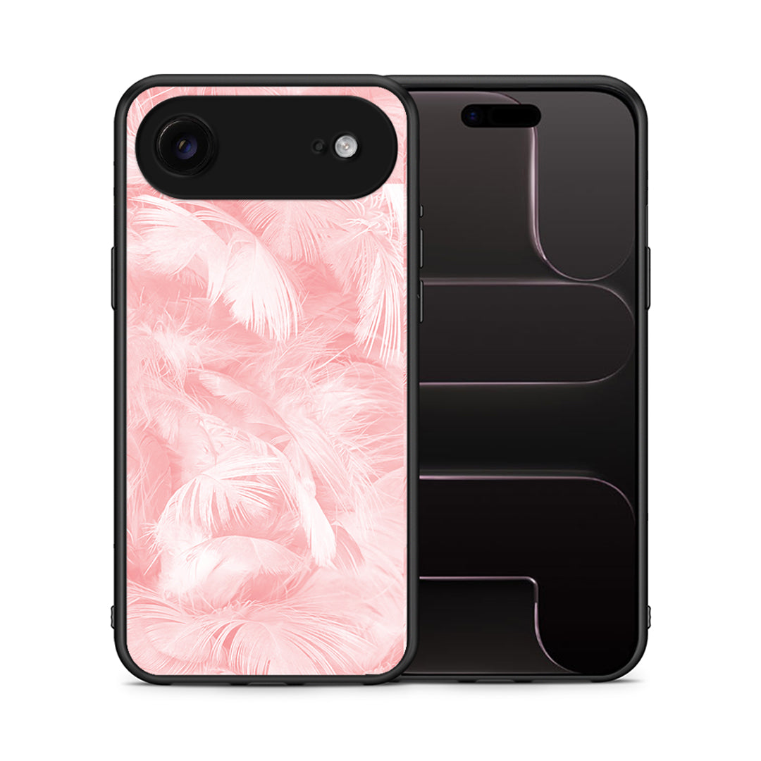 Θήκη iPhone 17 Air Pink Feather Boho από τη Smartfits με σχέδιο στο πίσω μέρος και μαύρο περίβλημα | iPhone 17 Air Pink Feather Boho case with colorful back and black bezels
