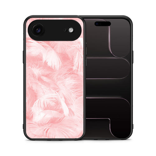 Θήκη iPhone 17 Air Pink Feather Boho από τη Smartfits με σχέδιο στο πίσω μέρος και μαύρο περίβλημα | iPhone 17 Air Pink Feather Boho case with colorful back and black bezels