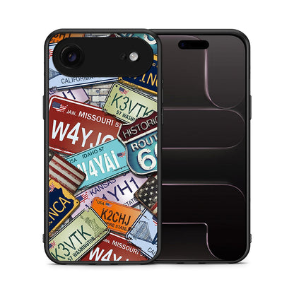 Θήκη iPhone 17 Air Car Plates από τη Smartfits με σχέδιο στο πίσω μέρος και μαύρο περίβλημα | iPhone 17 Air Car Plates case with colorful back and black bezels