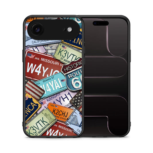 Θήκη iPhone 17 Air Car Plates από τη Smartfits με σχέδιο στο πίσω μέρος και μαύρο περίβλημα | iPhone 17 Air Car Plates case with colorful back and black bezels