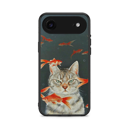 iPhone 17 Air Cat Goldfish θήκη από τη Smartfits με σχέδιο στο πίσω μέρος και μαύρο περίβλημα | Smartphone case with colorful back and black bezels by Smartfits