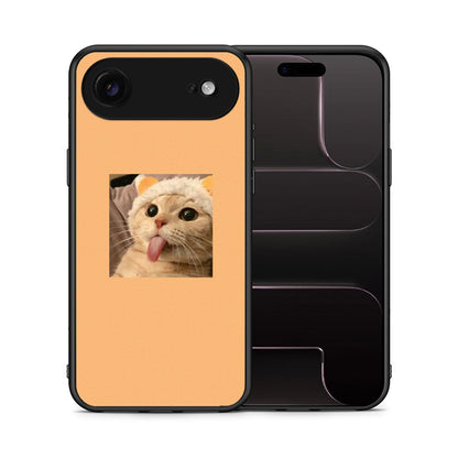 Θήκη iPhone 17 Air Cat Tongue από τη Smartfits με σχέδιο στο πίσω μέρος και μαύρο περίβλημα | iPhone 17 Air Cat Tongue case with colorful back and black bezels