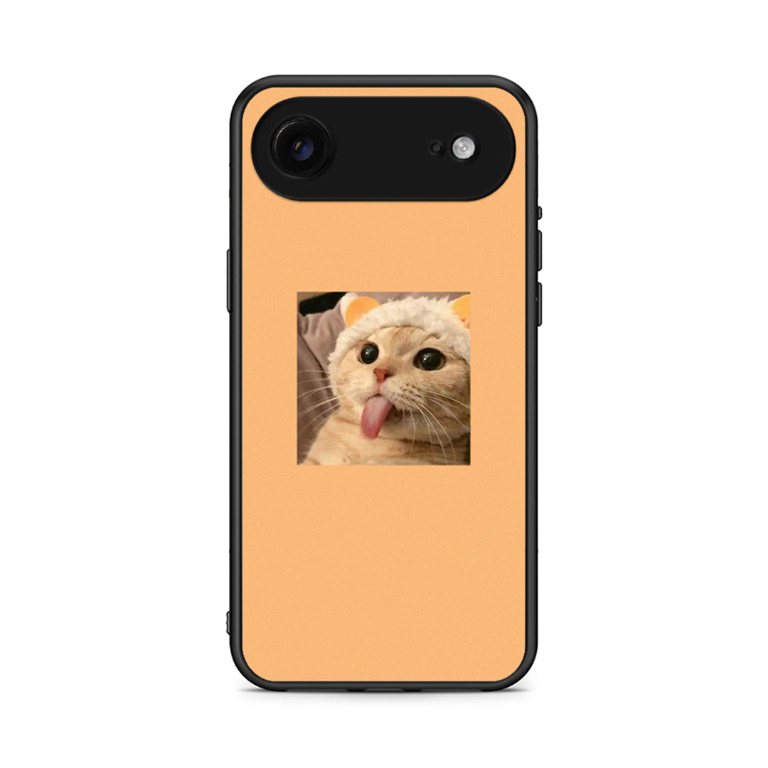 iPhone 17 Air Cat Tongue θήκη από τη Smartfits με σχέδιο στο πίσω μέρος και μαύρο περίβλημα | Smartphone case with colorful back and black bezels by Smartfits