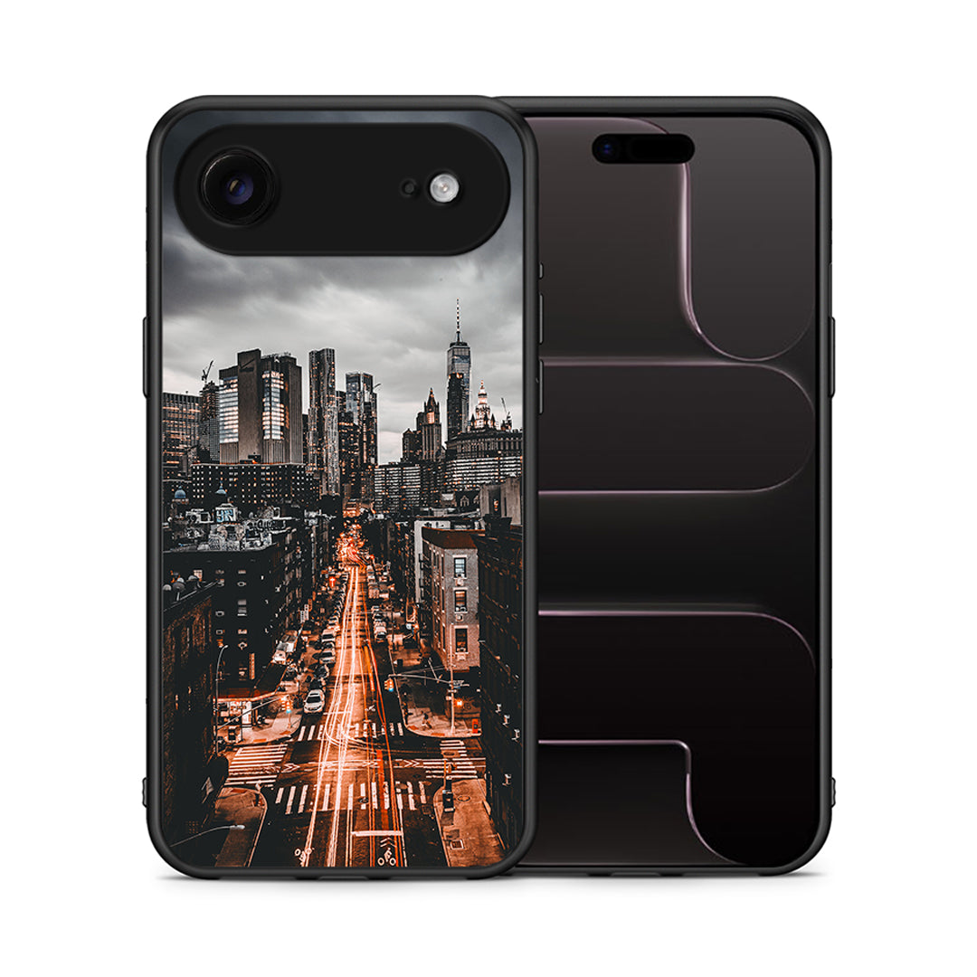 Θήκη iPhone 17 Air City Lights από τη Smartfits με σχέδιο στο πίσω μέρος και μαύρο περίβλημα | iPhone 17 Air City Lights case with colorful back and black bezels