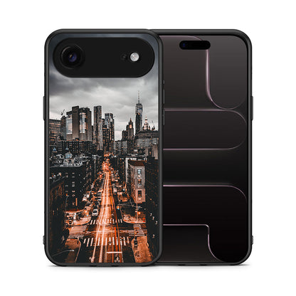 Θήκη iPhone 17 Air City Lights από τη Smartfits με σχέδιο στο πίσω μέρος και μαύρο περίβλημα | iPhone 17 Air City Lights case with colorful back and black bezels