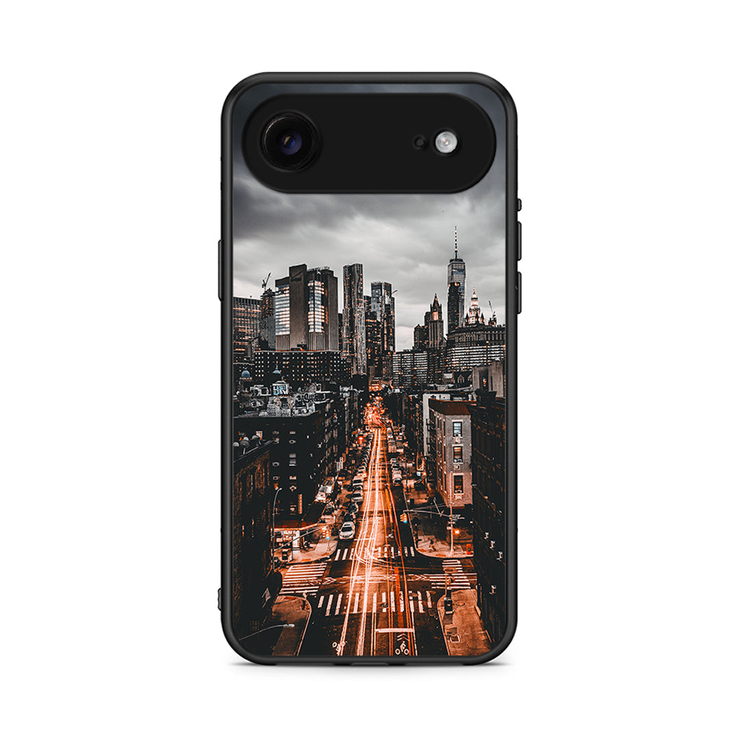 iPhone 17 Air City Lights θήκη από τη Smartfits με σχέδιο στο πίσω μέρος και μαύρο περίβλημα | Smartphone case with colorful back and black bezels by Smartfits