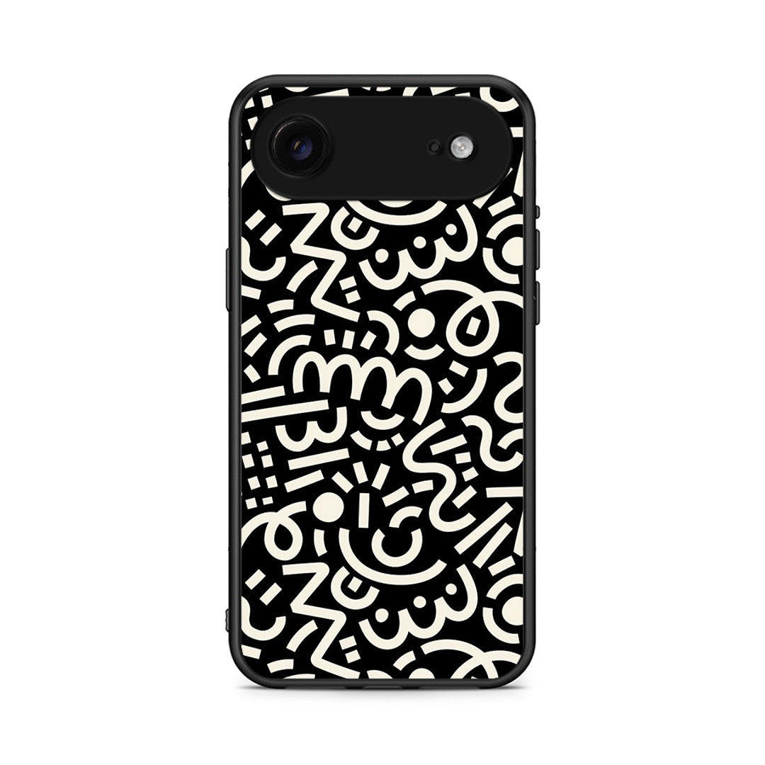 iPhone 17 Air Doodle Art Θήκη από τη Smartfits με σχέδιο στο πίσω μέρος και μαύρο περίβλημα | Smartphone case with colorful back and black bezels by Smartfits