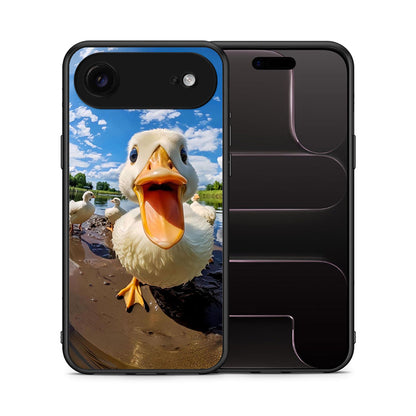 Θήκη iPhone 17 Air Duck Face από τη Smartfits με σχέδιο στο πίσω μέρος και μαύρο περίβλημα | iPhone 17 Air Duck Face case with colorful back and black bezels