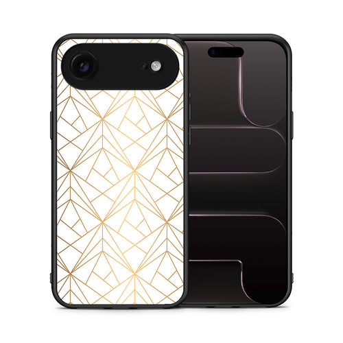 Θήκη iPhone 17 Air Luxury White Geometric από τη Smartfits με σχέδιο στο πίσω μέρος και μαύρο περίβλημα | iPhone 17 Air Luxury White Geometric case with colorful back and black bezels