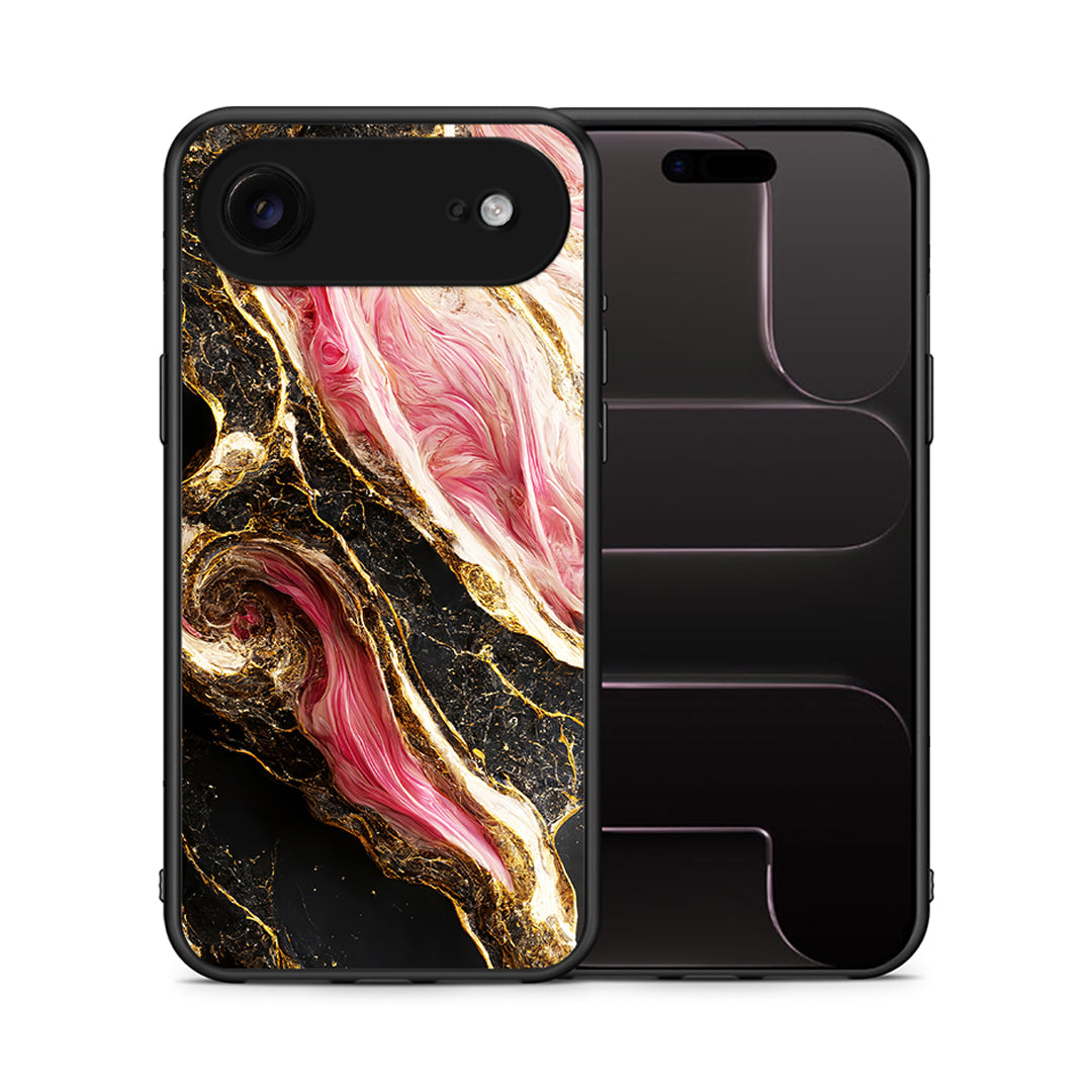 Θήκη iPhone 17 Air Glamorous Pink Marble από τη Smartfits με σχέδιο στο πίσω μέρος και μαύρο περίβλημα | iPhone 17 Air Glamorous Pink Marble case with colorful back and black bezels