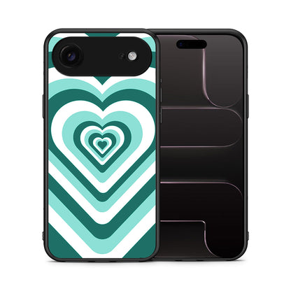 Θήκη iPhone 17 Air Green Hearts από τη Smartfits με σχέδιο στο πίσω μέρος και μαύρο περίβλημα | iPhone 17 Air Green Hearts case with colorful back and black bezels