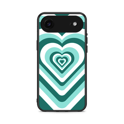 iPhone 17 Air Green Hearts θήκη από τη Smartfits με σχέδιο στο πίσω μέρος και μαύρο περίβλημα | Smartphone case with colorful back and black bezels by Smartfits
