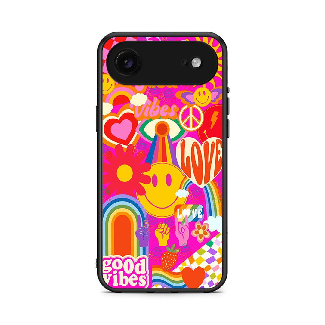 iPhone 17 Air Hippie Love θήκη από τη Smartfits με σχέδιο στο πίσω μέρος και μαύρο περίβλημα | Smartphone case with colorful back and black bezels by Smartfits