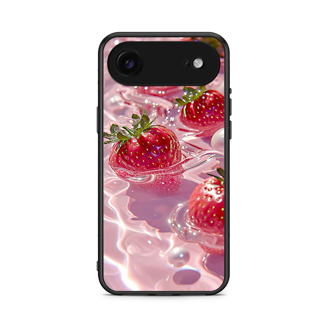 iPhone 17 Air Juicy Strawberries θήκη από τη Smartfits με σχέδιο στο πίσω μέρος και μαύρο περίβλημα | Smartphone case with colorful back and black bezels by Smartfits