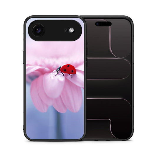 Θήκη iPhone 17 Air Ladybug Flower από τη Smartfits με σχέδιο στο πίσω μέρος και μαύρο περίβλημα | iPhone 17 Air Ladybug Flower case with colorful back and black bezels