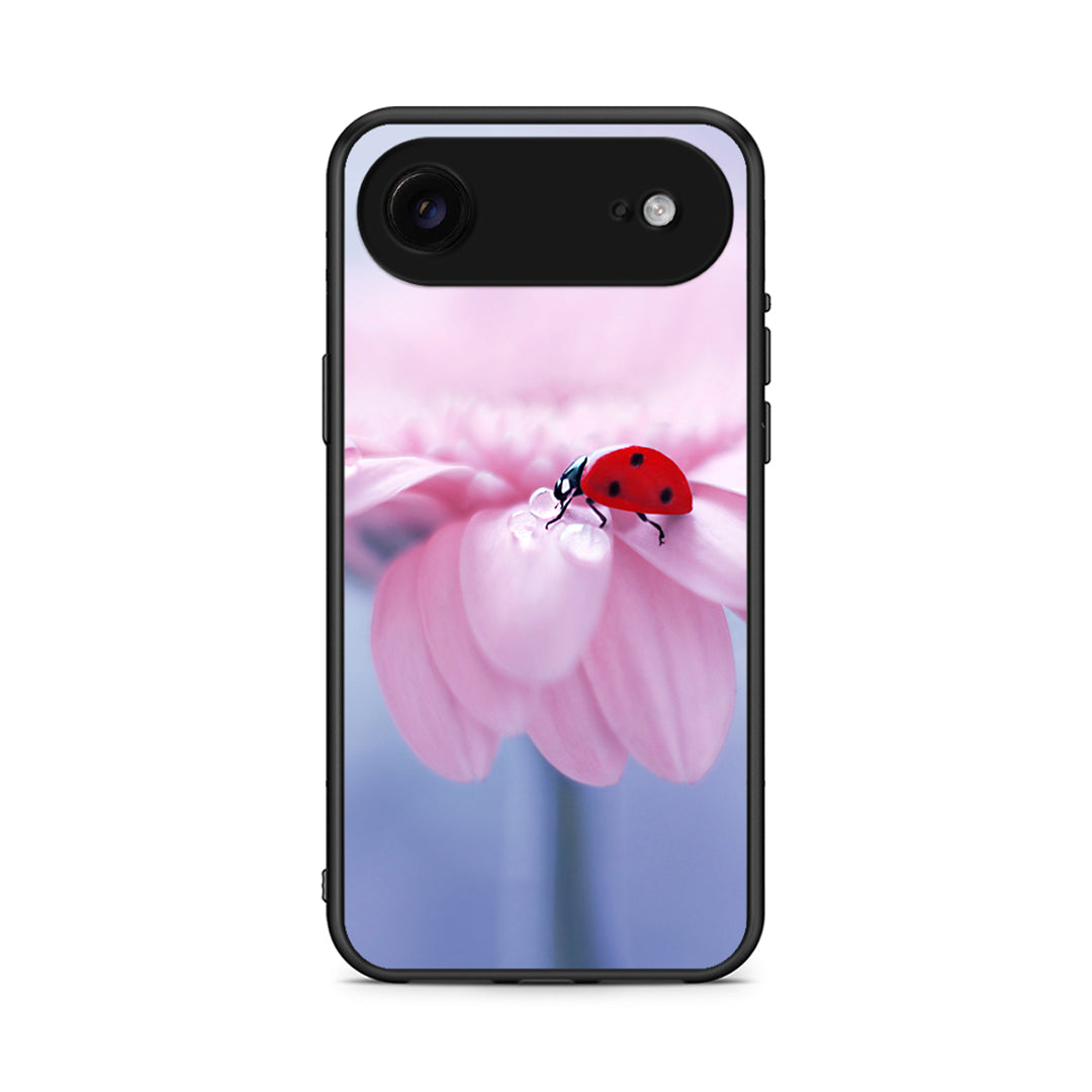 iPhone 17 Air Ladybug Flower θήκη από τη Smartfits με σχέδιο στο πίσω μέρος και μαύρο περίβλημα | Smartphone case with colorful back and black bezels by Smartfits
