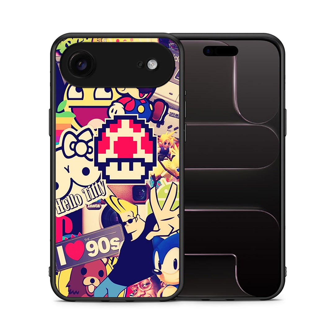 Θήκη iPhone 17 Air Love The 90s από τη Smartfits με σχέδιο στο πίσω μέρος και μαύρο περίβλημα | iPhone 17 Air Love The 90s case with colorful back and black bezels