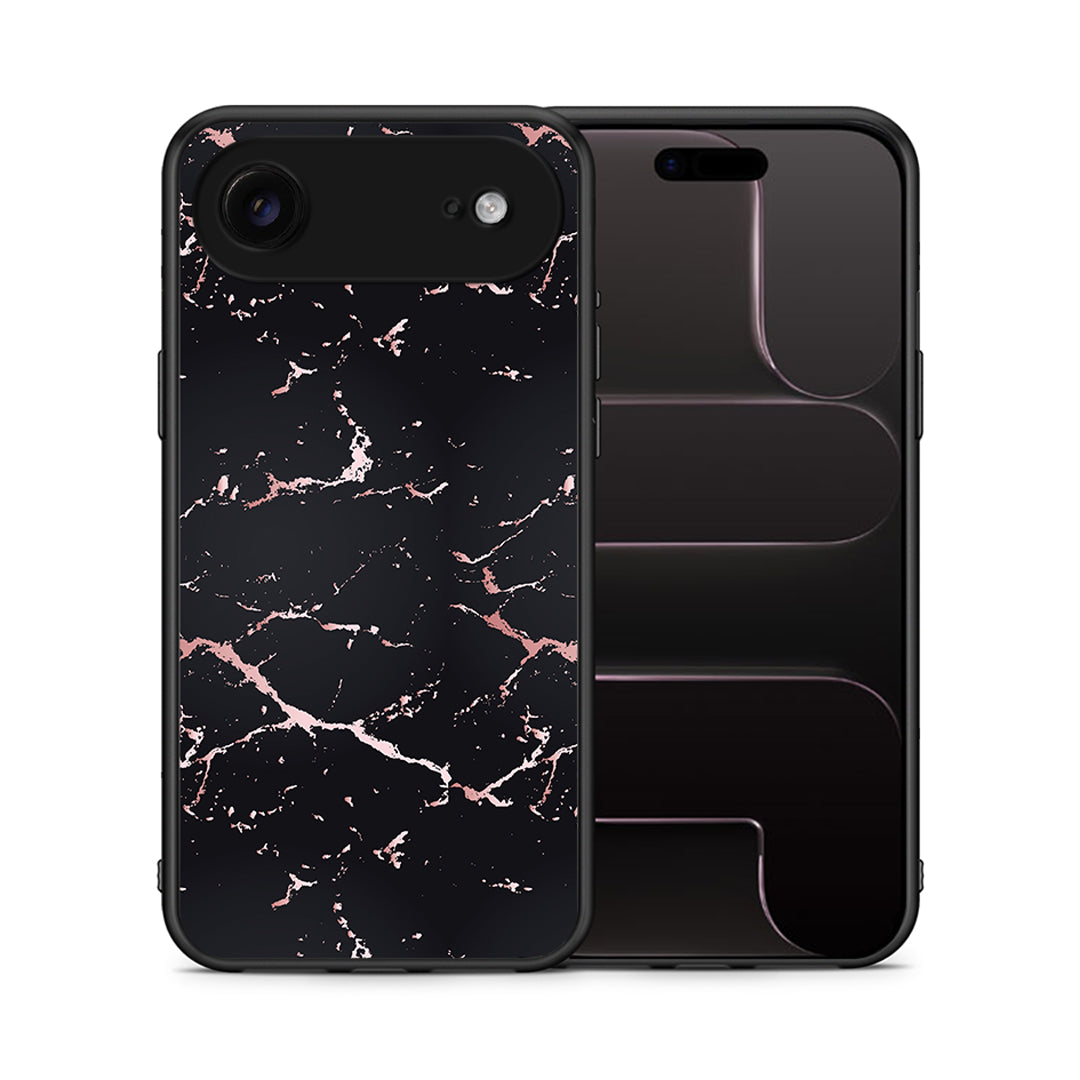 Θήκη iPhone 17 Air Black Rosegold Marble από τη Smartfits με σχέδιο στο πίσω μέρος και μαύρο περίβλημα | iPhone 17 Air Black Rosegold Marble case with colorful back and black bezels