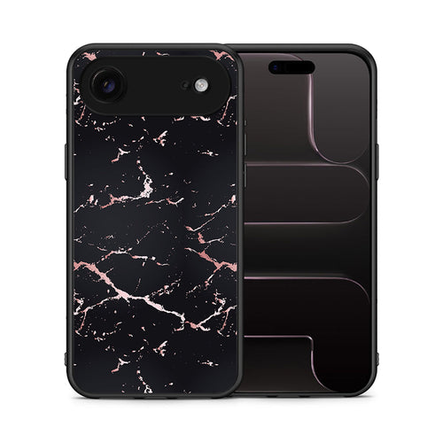 Θήκη iPhone 17 Air Black Rosegold Marble από τη Smartfits με σχέδιο στο πίσω μέρος και μαύρο περίβλημα | iPhone 17 Air Black Rosegold Marble case with colorful back and black bezels