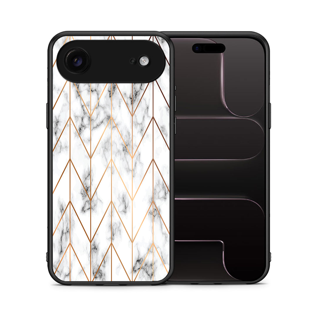 Θήκη iPhone 17 Air Gold Geometric Marble από τη Smartfits με σχέδιο στο πίσω μέρος και μαύρο περίβλημα | iPhone 17 Air Gold Geometric Marble case with colorful back and black bezels