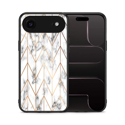 Θήκη iPhone 17 Air Gold Geometric Marble από τη Smartfits με σχέδιο στο πίσω μέρος και μαύρο περίβλημα | iPhone 17 Air Gold Geometric Marble case with colorful back and black bezels