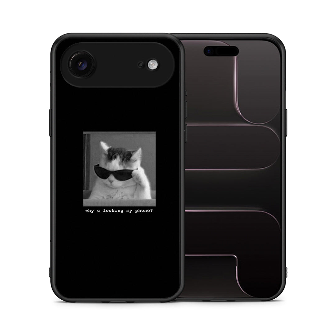Θήκη iPhone 17 Air Meme Cat από τη Smartfits με σχέδιο στο πίσω μέρος και μαύρο περίβλημα | iPhone 17 Air Meme Cat case with colorful back and black bezels