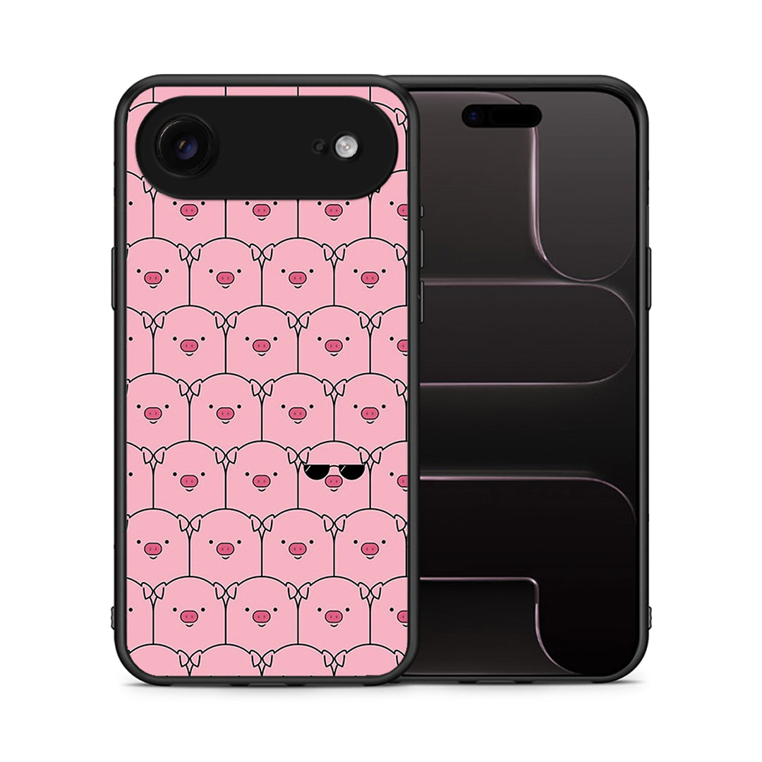 Θήκη iPhone 17 Air Pig Glasses από τη Smartfits με σχέδιο στο πίσω μέρος και μαύρο περίβλημα | iPhone 17 Air Pig Glasses case with colorful back and black bezels