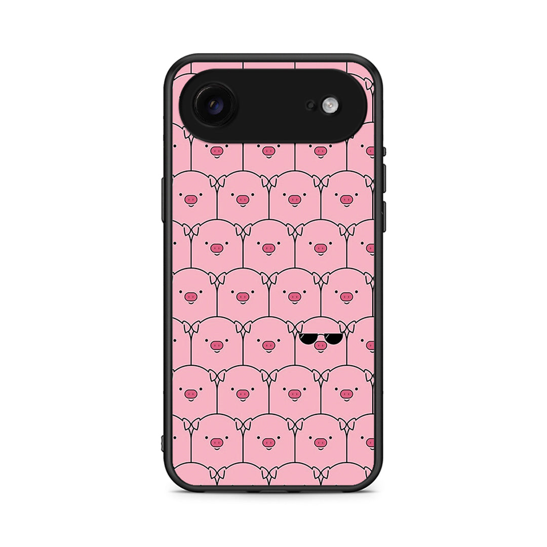 iPhone 17 Air Pig Glasses θήκη από τη Smartfits με σχέδιο στο πίσω μέρος και μαύρο περίβλημα | Smartphone case with colorful back and black bezels by Smartfits