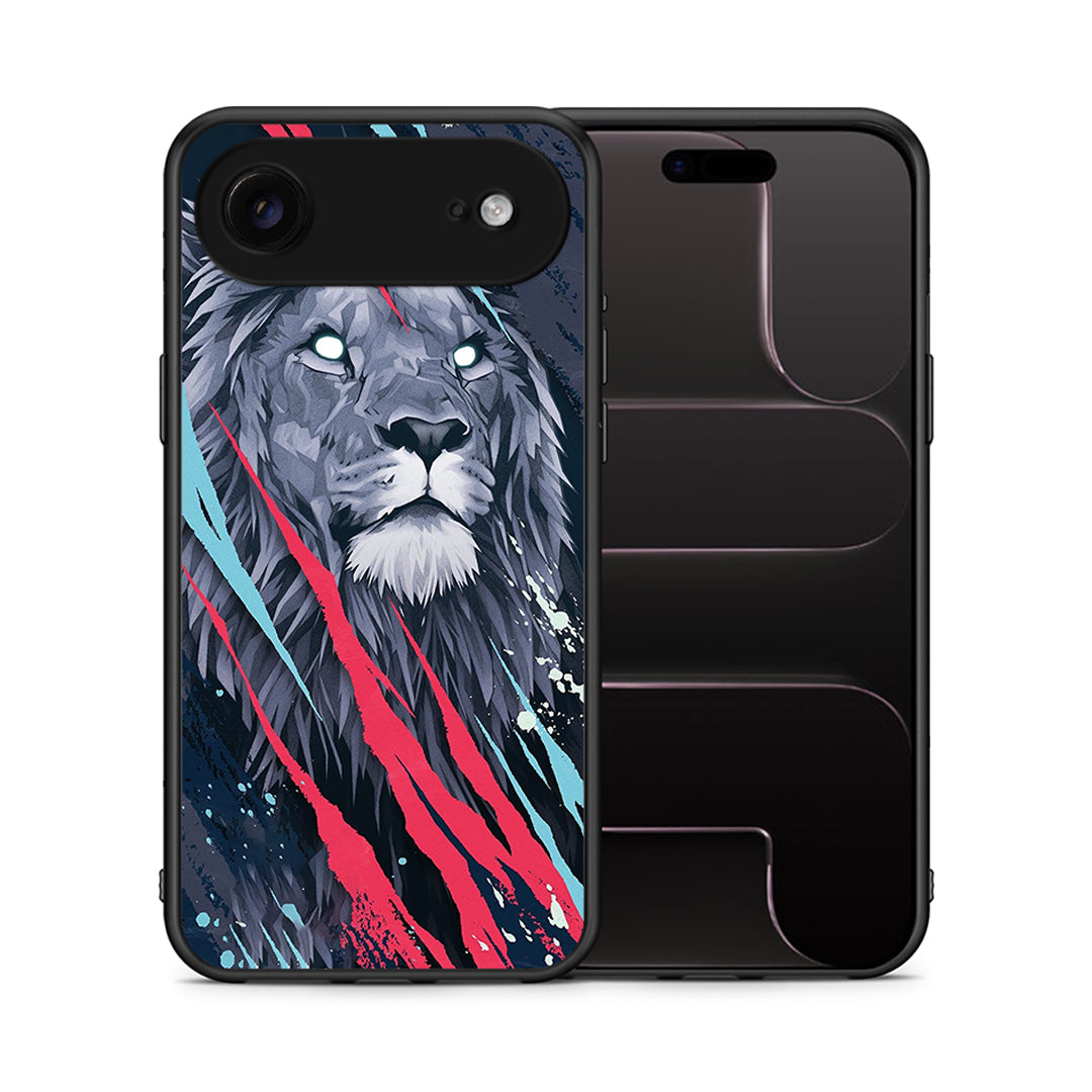 Θήκη iPhone 17 Air Lion Designer PopArt από τη Smartfits με σχέδιο στο πίσω μέρος και μαύρο περίβλημα | iPhone 17 Air Lion Designer PopArt case with colorful back and black bezels