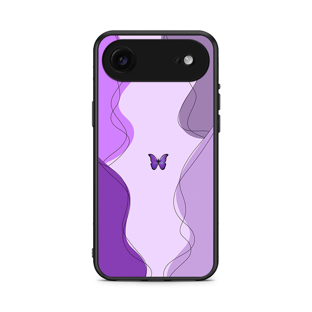 iPhone 17 Air Purple Mariposa Θήκη Αγίου Βαλεντίνου από τη Smartfits με σχέδιο στο πίσω μέρος και μαύρο περίβλημα | Smartphone case with colorful back and black bezels by Smartfits