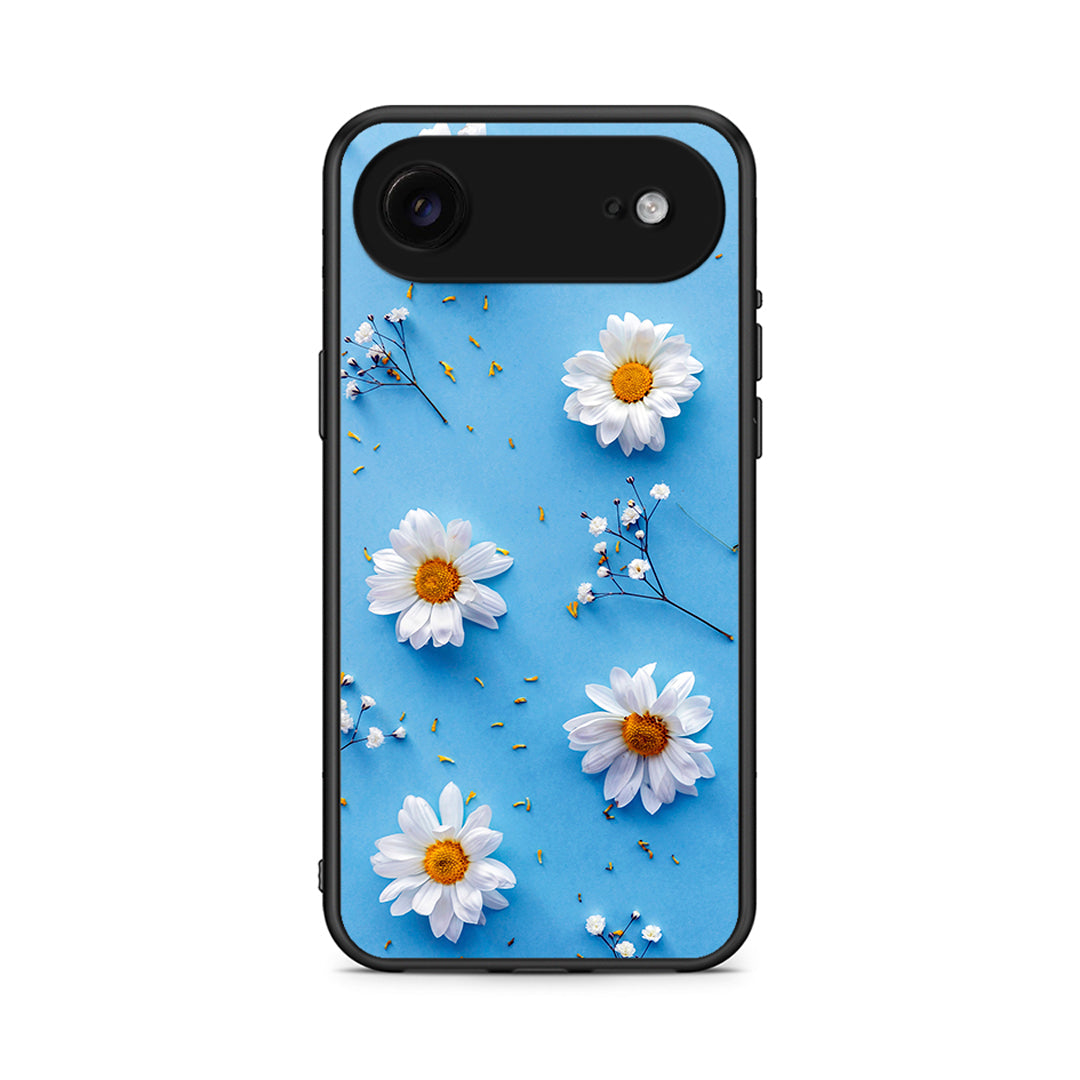 iPhone 17 Air Real Daisies θήκη από τη Smartfits με σχέδιο στο πίσω μέρος και μαύρο περίβλημα | Smartphone case with colorful back and black bezels by Smartfits