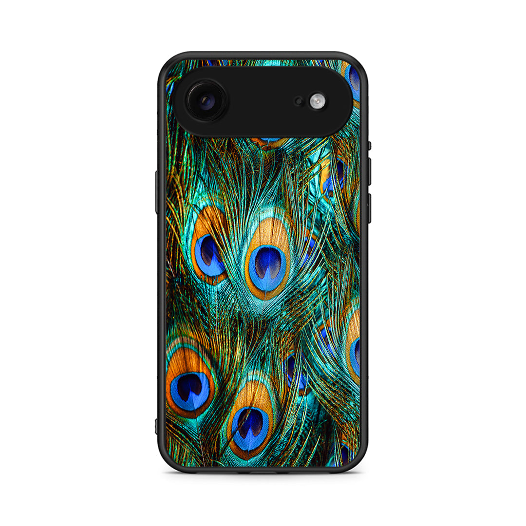 iPhone 17 Air Real Peacock Feathers θήκη από τη Smartfits με σχέδιο στο πίσω μέρος και μαύρο περίβλημα | Smartphone case with colorful back and black bezels by Smartfits