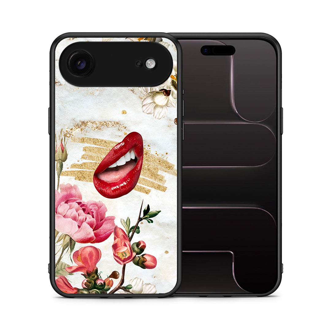 Θήκη iPhone 17 Air Red Lips από τη Smartfits με σχέδιο στο πίσω μέρος και μαύρο περίβλημα | iPhone 17 Air Red Lips case with colorful back and black bezels
