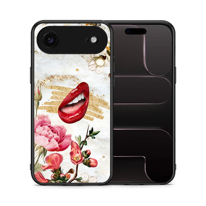 Θήκη iPhone 17 Air Red Lips από τη Smartfits με σχέδιο στο πίσω μέρος και μαύρο περίβλημα | iPhone 17 Air Red Lips case with colorful back and black bezels