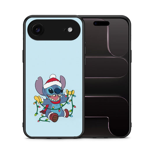 Θήκη iPhone 17 Air Santa Stich από τη Smartfits με σχέδιο στο πίσω μέρος και μαύρο περίβλημα | iPhone 17 Air Santa Stich case with colorful back and black bezels