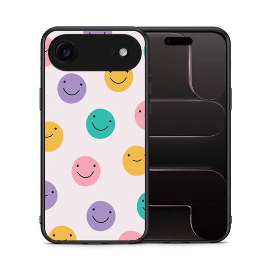 Θήκη iPhone 17 Air Smiley Faces από τη Smartfits με σχέδιο στο πίσω μέρος και μαύρο περίβλημα | iPhone 17 Air Smiley Faces case with colorful back and black bezels