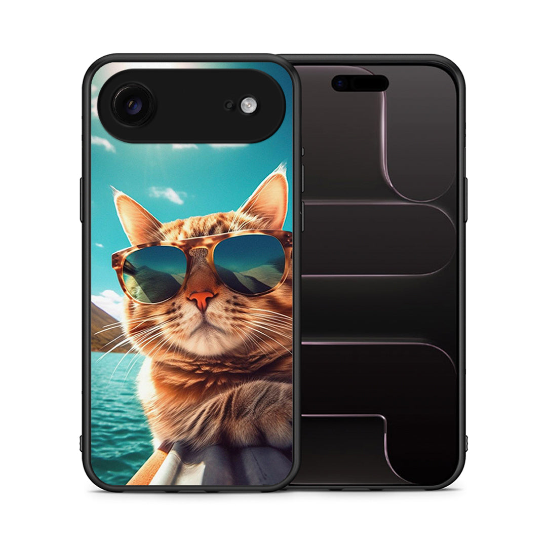Θήκη iPhone 17 Air Summer Cat από τη Smartfits με σχέδιο στο πίσω μέρος και μαύρο περίβλημα | iPhone 17 Air Summer Cat case with colorful back and black bezels