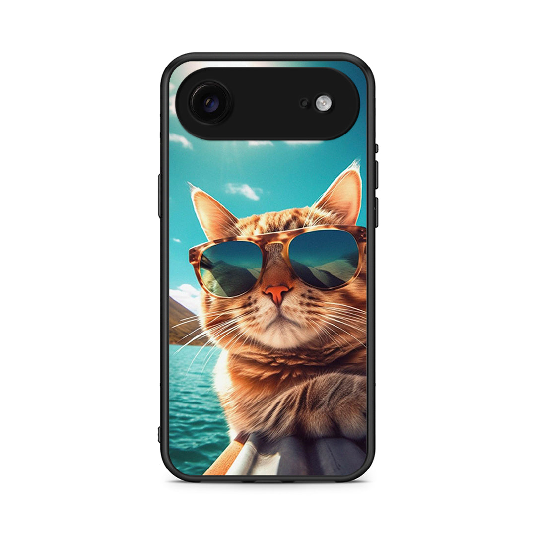 iPhone 17 Air Summer Cat θήκη από τη Smartfits με σχέδιο στο πίσω μέρος και μαύρο περίβλημα | Smartphone case with colorful back and black bezels by Smartfits