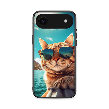 iPhone 17 Air Summer Cat θήκη από τη Smartfits με σχέδιο στο πίσω μέρος και μαύρο περίβλημα | Smartphone case with colorful back and black bezels by Smartfits
