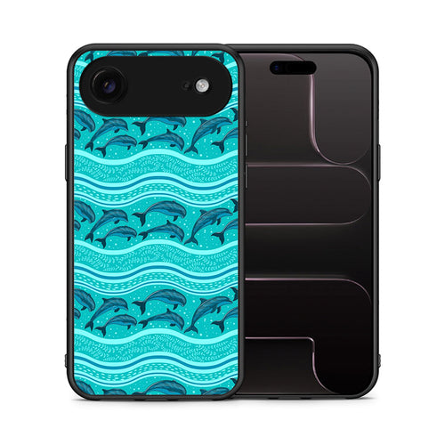 Θήκη iPhone 17 Air Swimming Dolphins από τη Smartfits με σχέδιο στο πίσω μέρος και μαύρο περίβλημα | iPhone 17 Air Swimming Dolphins case with colorful back and black bezels
