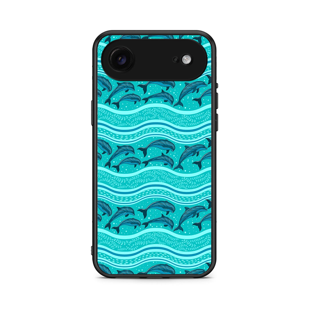 iPhone 17 Air Swimming Dolphins θήκη από τη Smartfits με σχέδιο στο πίσω μέρος και μαύρο περίβλημα | Smartphone case with colorful back and black bezels by Smartfits