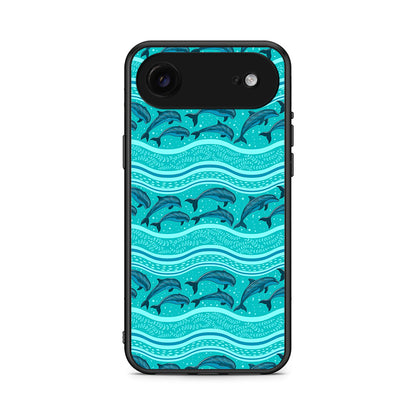 iPhone 17 Air Swimming Dolphins θήκη από τη Smartfits με σχέδιο στο πίσω μέρος και μαύρο περίβλημα | Smartphone case with colorful back and black bezels by Smartfits