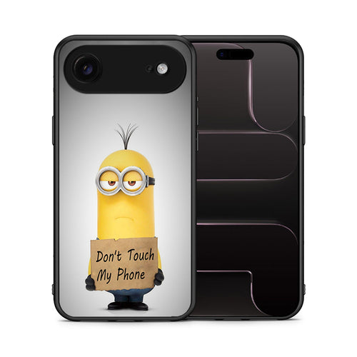 Θήκη iPhone 17 Air Minion Text από τη Smartfits με σχέδιο στο πίσω μέρος και μαύρο περίβλημα | iPhone 17 Air Minion Text case with colorful back and black bezels