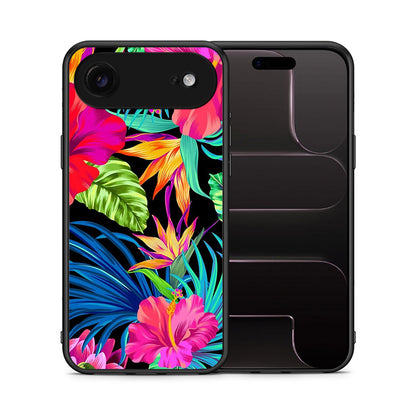 Θήκη iPhone 17 Air Tropical Flowers από τη Smartfits με σχέδιο στο πίσω μέρος και μαύρο περίβλημα | iPhone 17 Air Tropical Flowers case with colorful back and black bezels