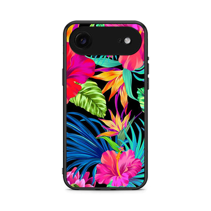 iPhone 17 Air Tropical Flowers θήκη από τη Smartfits με σχέδιο στο πίσω μέρος και μαύρο περίβλημα | Smartphone case with colorful back and black bezels by Smartfits
