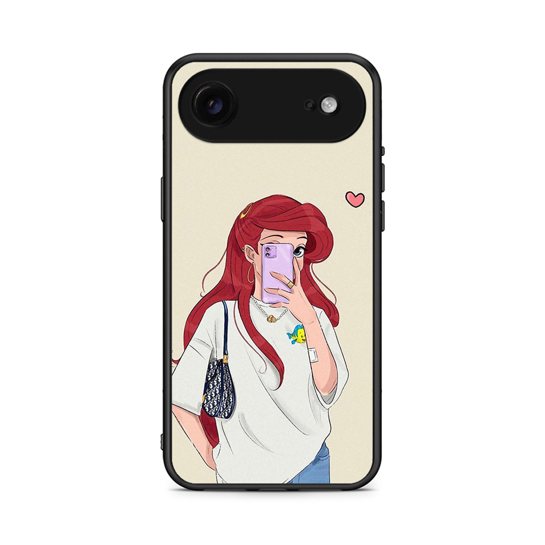 iPhone 17 Air Walking Mermaid Θήκη από τη Smartfits με σχέδιο στο πίσω μέρος και μαύρο περίβλημα | Smartphone case with colorful back and black bezels by Smartfits