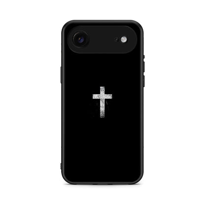 iPhone 17 Air White Cross θήκη από τη Smartfits με σχέδιο στο πίσω μέρος και μαύρο περίβλημα | Smartphone case with colorful back and black bezels by Smartfits