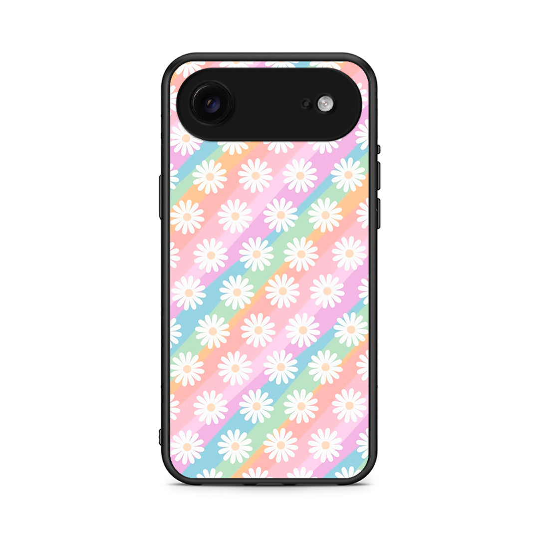 iPhone 17 Air White Daisies θήκη από τη Smartfits με σχέδιο στο πίσω μέρος και μαύρο περίβλημα | Smartphone case with colorful back and black bezels by Smartfits